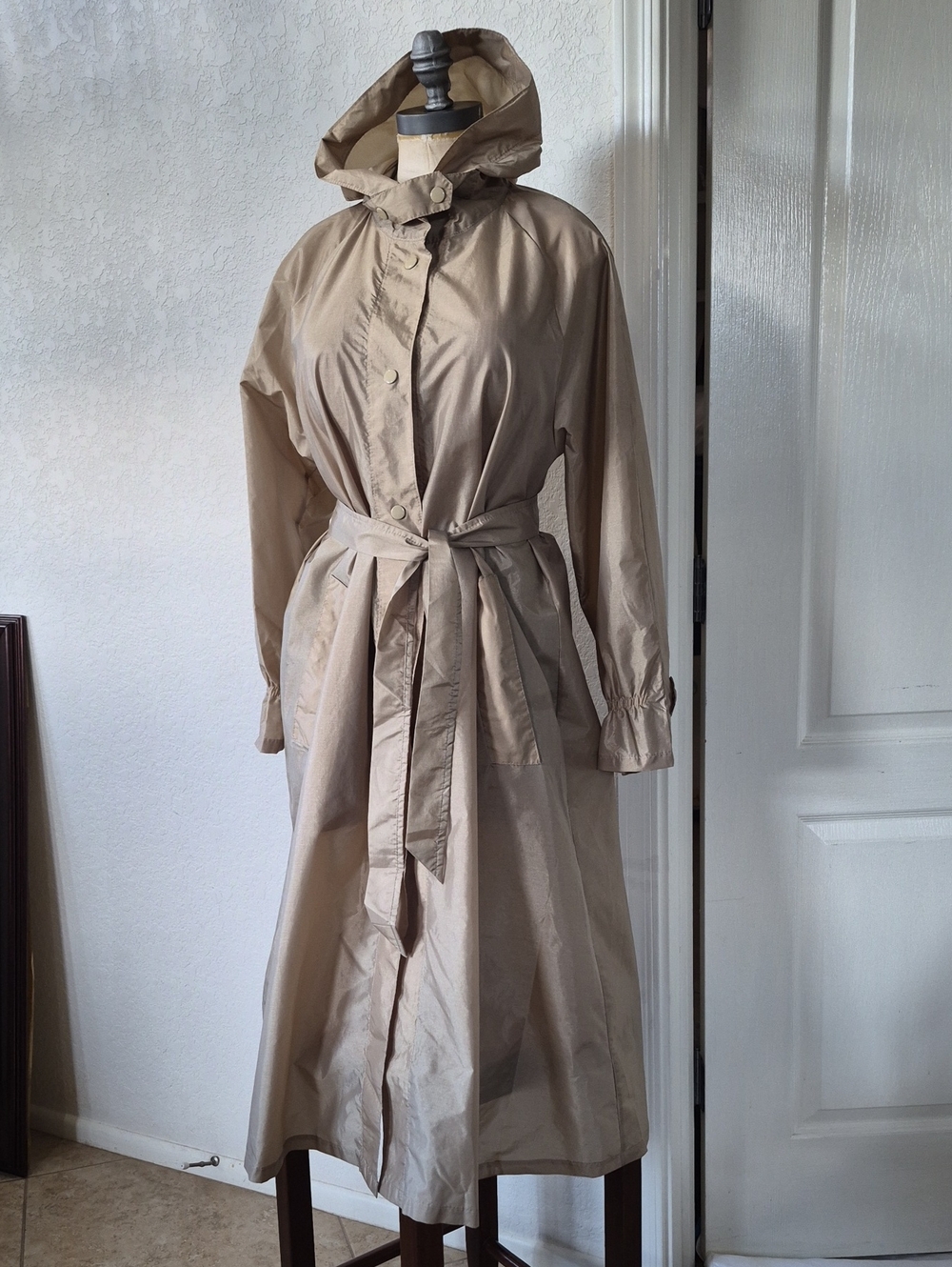Aqua Sheen NY/Miami Vintage Belted Rain Jacket
